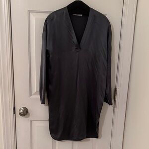 Vince Charcoal Silk Long Sleeve Dress